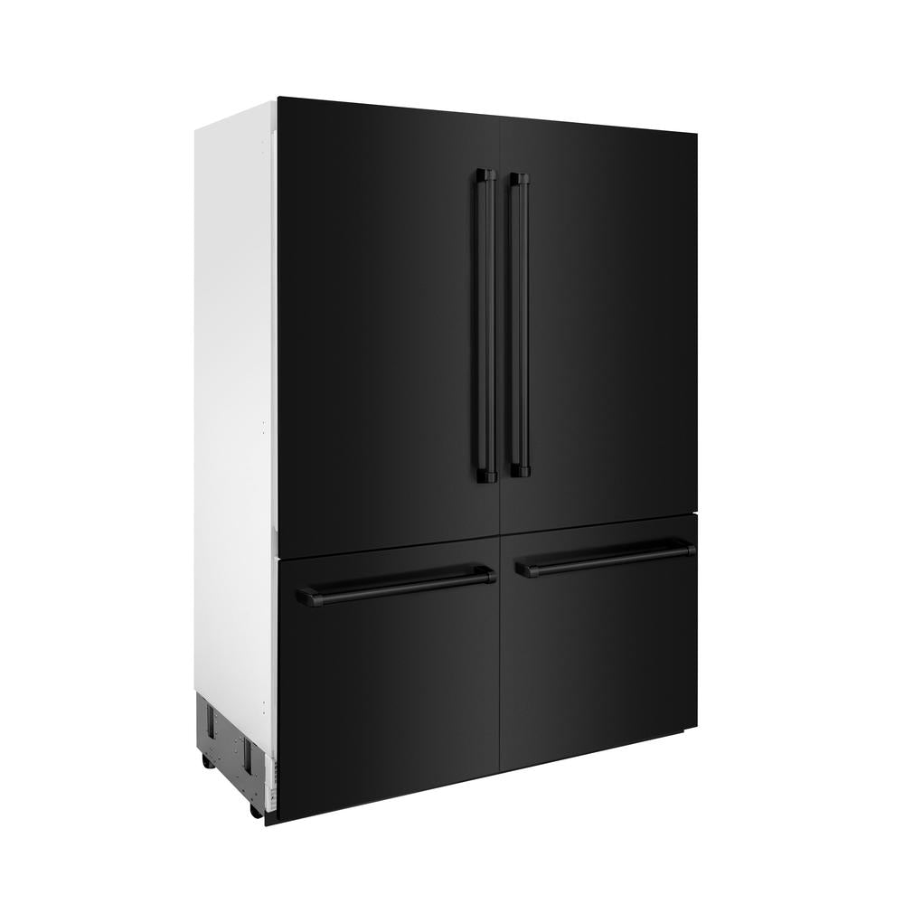 60 In. 32.2 Cu. Ft. French Door Built-in Bottom Freezer Refrigerator With Water Dispensers And Ice Makers In Black Stainless Steel RBIVBS60