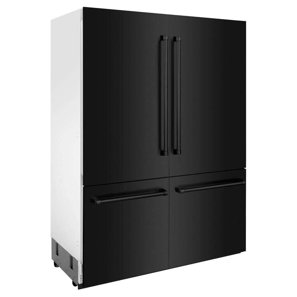 60 In. 32.2 Cu. Ft. French Door Built-in Bottom Freezer Refrigerator With Water Dispensers And Ice Makers In Black Stainless Steel RBIVBS60