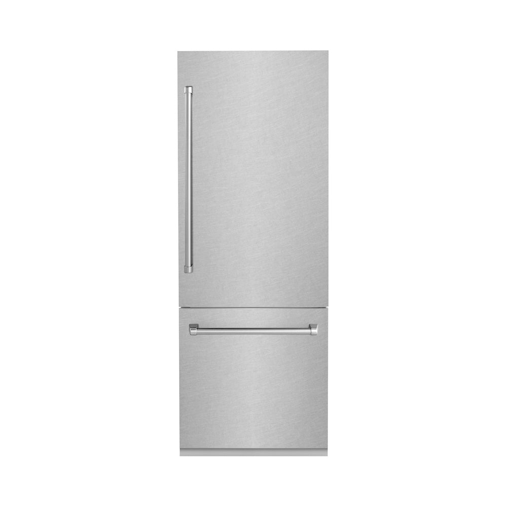 30 In. 16.1 Cu. Ft. Built-in Bottom Freezer Refrigerator With Water Dispenser And Ice Maker In Satin Stainless Steel RBIVSN30