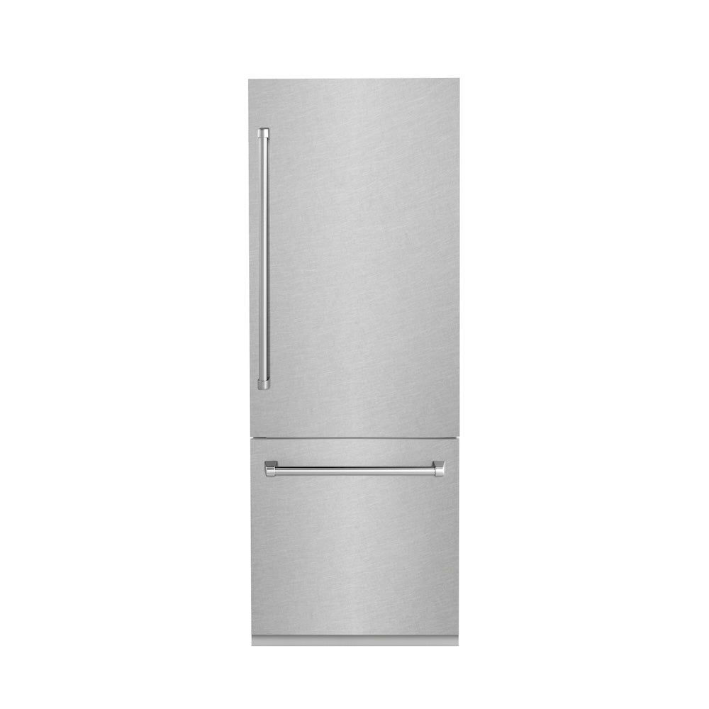 30 In. 16.1 Cu. Ft. Built-in Bottom Freezer Refrigerator With Water Dispenser And Ice Maker In Satin Stainless Steel RBIVSN30