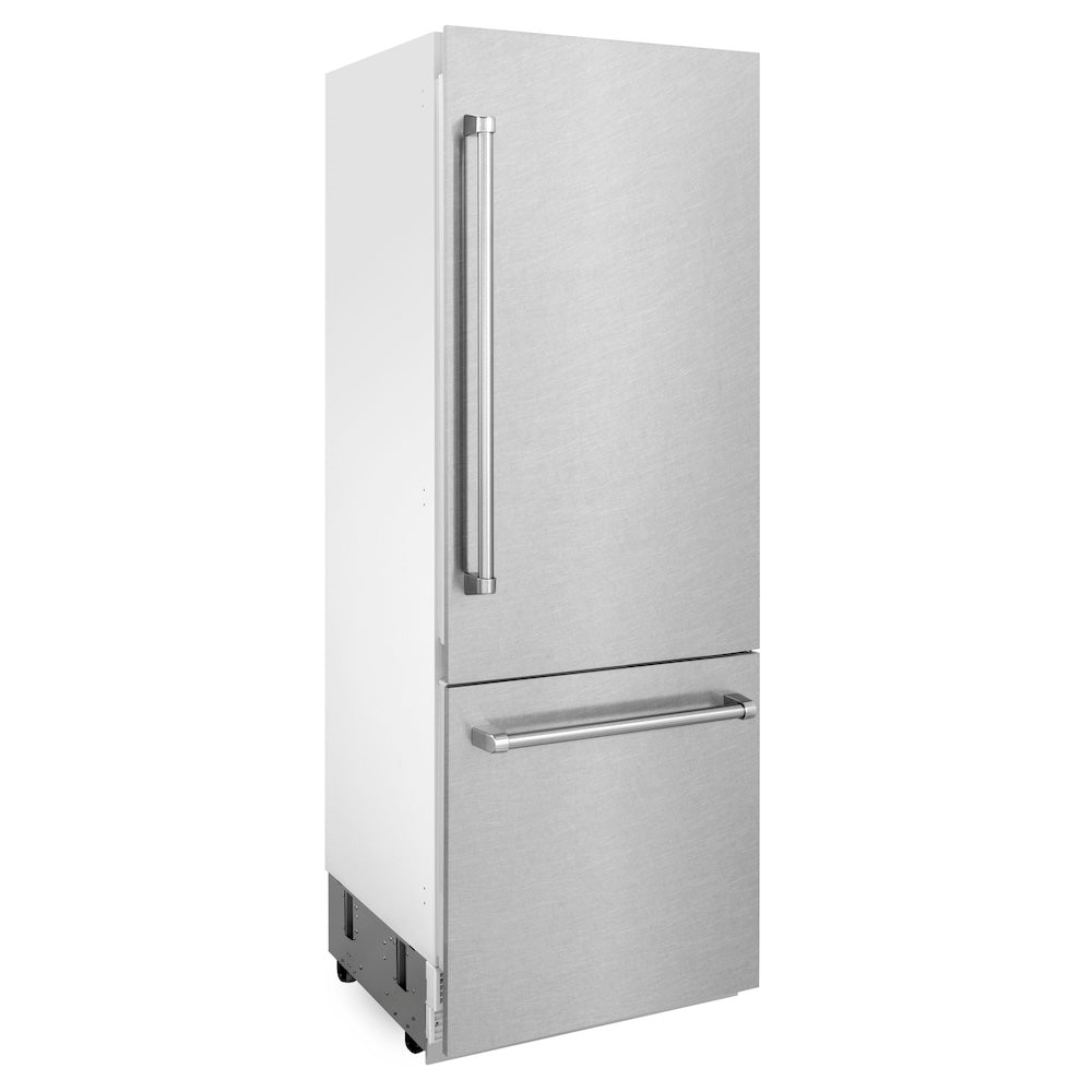 30 In. 16.1 Cu. Ft. Built-in Bottom Freezer Refrigerator With Water Dispenser And Ice Maker In Satin Stainless Steel RBIVSN30