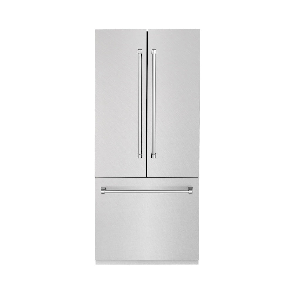 36 In. 19.6 Cu. Ft. French Door Built-in Bottom Freezer Refrigerator With Water Dispenser And Ice Maker In Satin Stainless Steel RBIVSN36