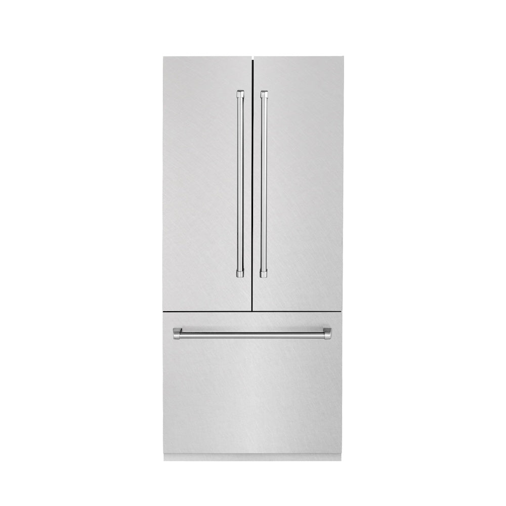 36 In. 19.6 Cu. Ft. French Door Built-in Bottom Freezer Refrigerator With Water Dispenser And Ice Maker In Satin Stainless Steel RBIVSN36