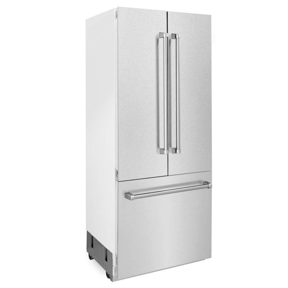 36 In. 19.6 Cu. Ft. French Door Built-in Bottom Freezer Refrigerator With Water Dispenser And Ice Maker In Satin Stainless Steel RBIVSN36