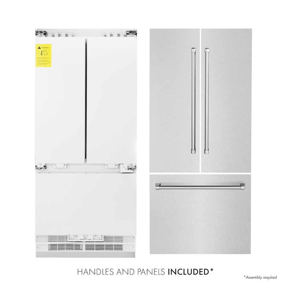36 In. 19.6 Cu. Ft. French Door Built-in Bottom Freezer Refrigerator With Water Dispenser And Ice Maker In Satin Stainless Steel RBIVSN36