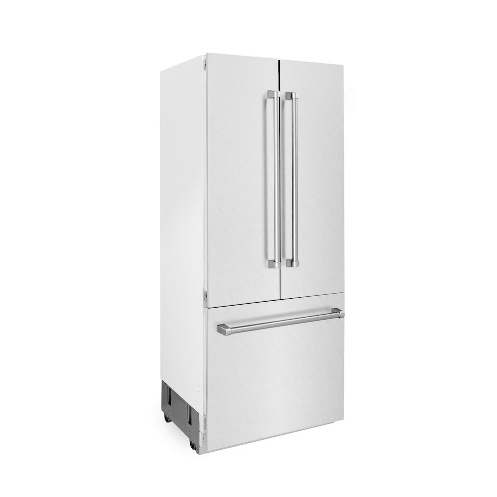 36 In. 19.6 Cu. Ft. French Door Built-in Bottom Freezer Refrigerator With Water Dispenser And Ice Maker In Satin Stainless Steel RBIVSN36