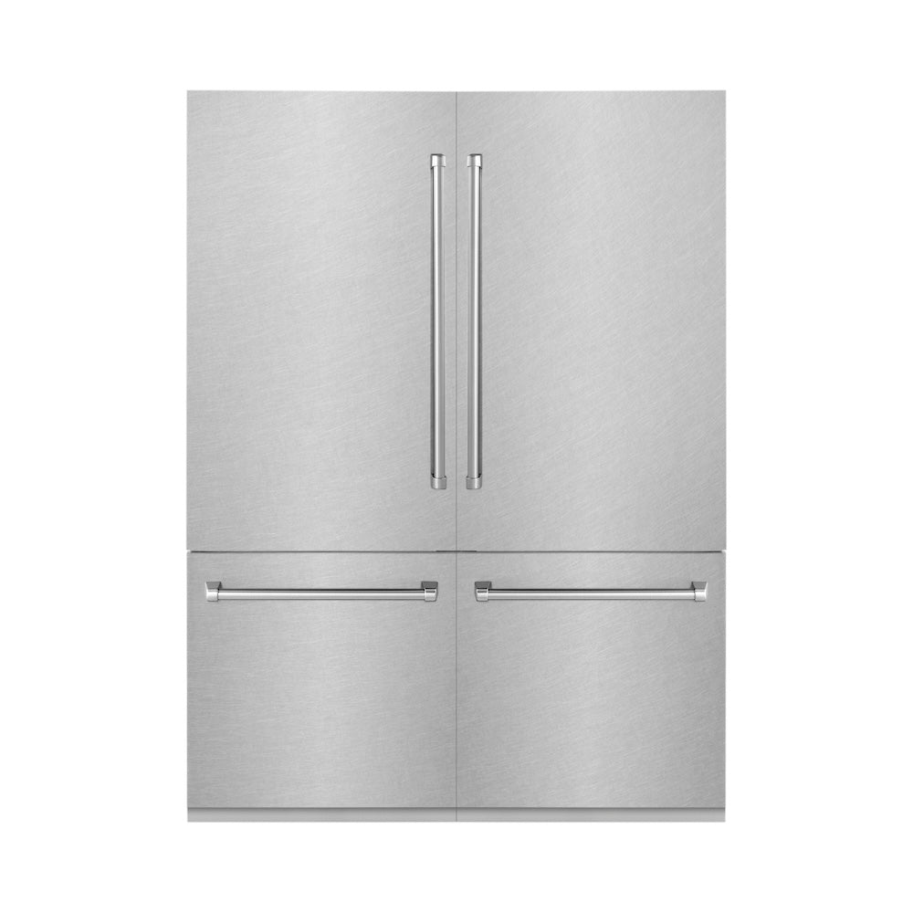 60 In. 32.2 Cu. Ft. French Door Built-in Bottom Freezer Refrigerator With Water Dispensers And Ice Makers In Satin Stainless Steel RBIVSN60