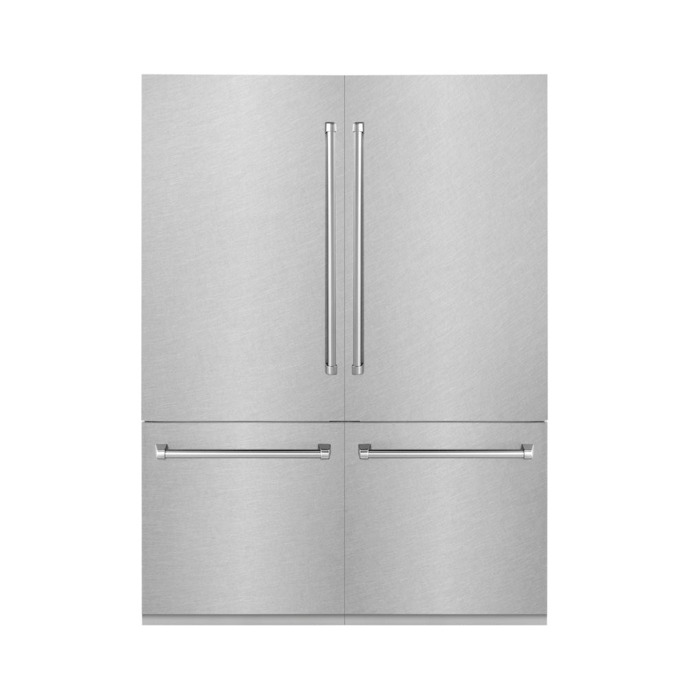 60 In. 32.2 Cu. Ft. French Door Built-in Bottom Freezer Refrigerator With Water Dispensers And Ice Makers In Satin Stainless Steel RBIVSN60