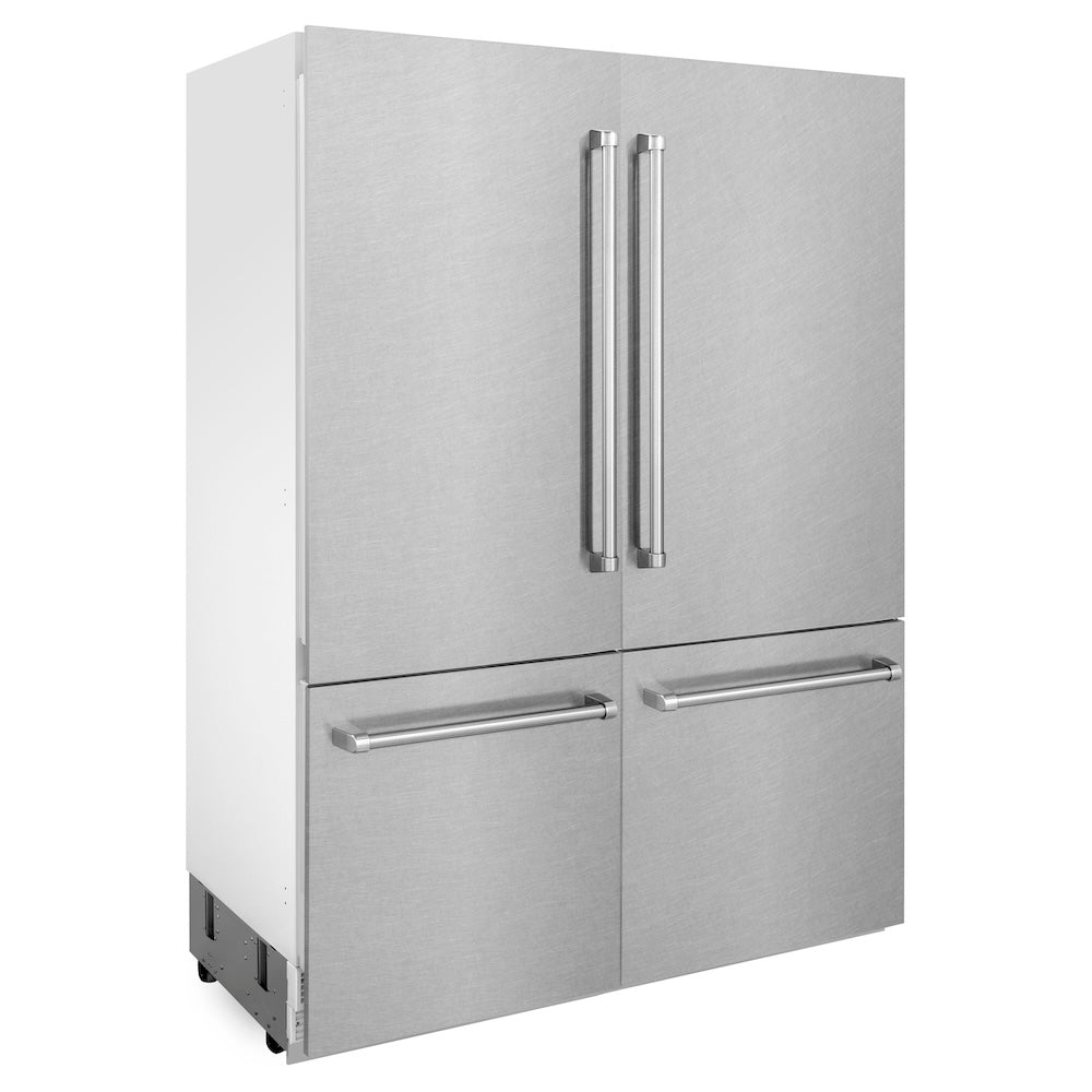 60 In. 32.2 Cu. Ft. French Door Built-in Bottom Freezer Refrigerator With Water Dispensers And Ice Makers In Satin Stainless Steel RBIVSN60