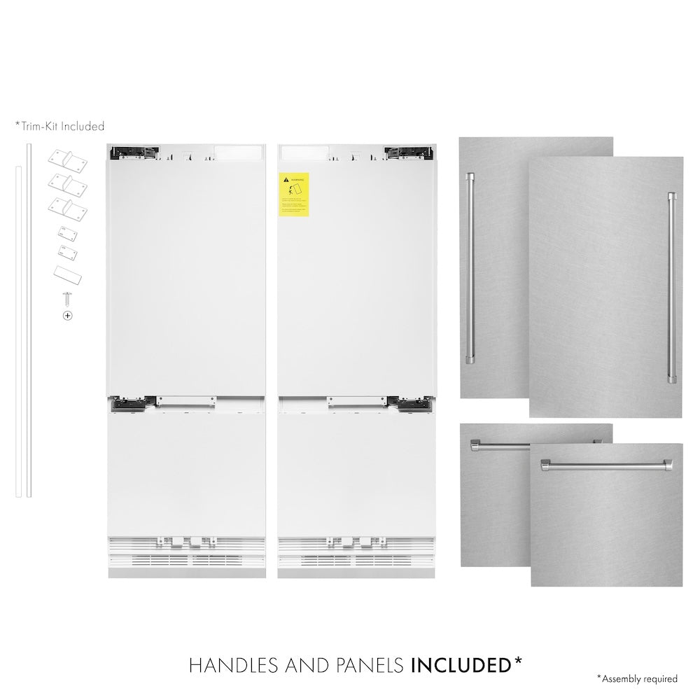 60 In. 32.2 Cu. Ft. French Door Built-in Bottom Freezer Refrigerator With Water Dispensers And Ice Makers In Satin Stainless Steel RBIVSN60