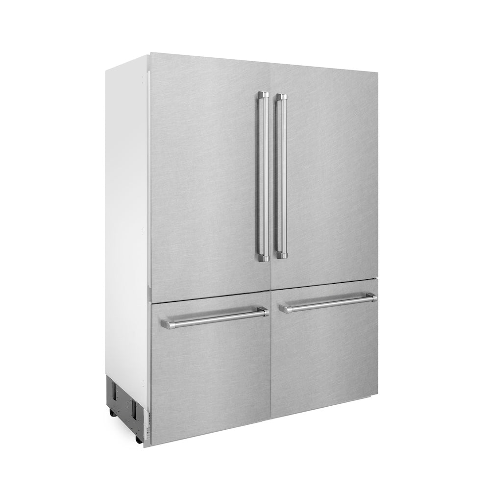 60 In. 32.2 Cu. Ft. French Door Built-in Bottom Freezer Refrigerator With Water Dispensers And Ice Makers In Satin Stainless Steel RBIVSN60