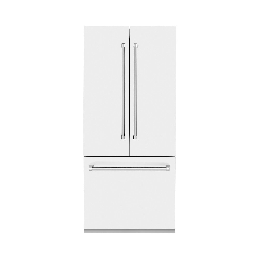 36 In. 19.6 Cu. Ft. French Door Built-in Bottom Freezer Refrigerator With Water Dispenser And Ice Maker In White Matte RBIVWM36