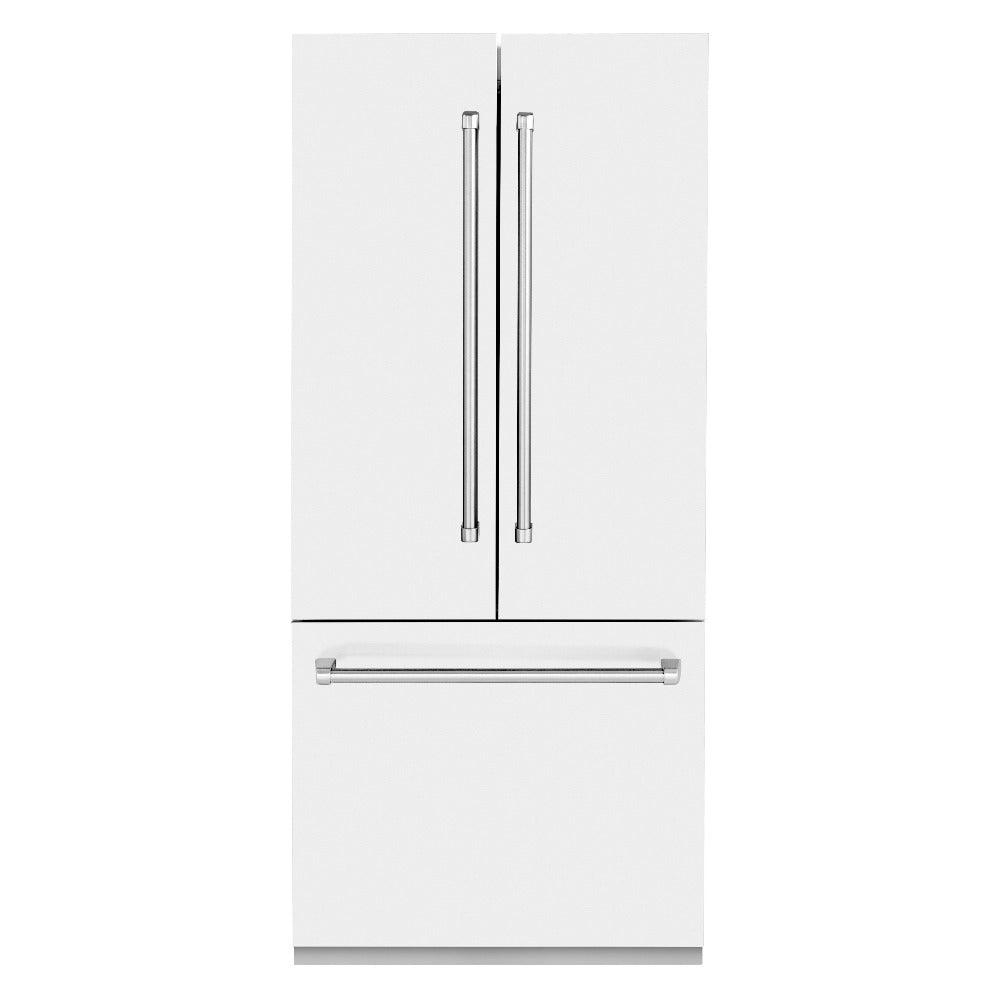 36 In. 19.6 Cu. Ft. French Door Built-in Bottom Freezer Refrigerator With Water Dispenser And Ice Maker In White Matte RBIVWM36