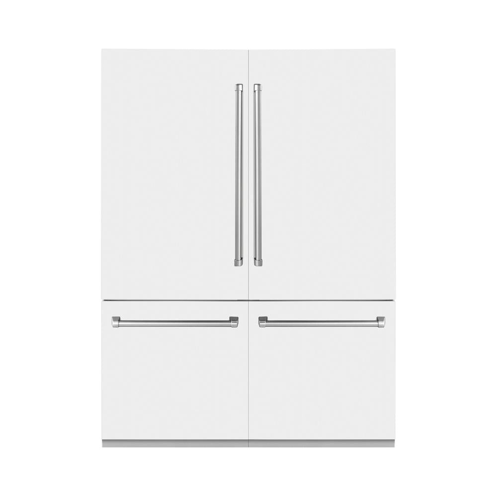 60 In. 32.2 Cu. Ft. French Door Built-in Bottom Freezer Refrigerator With Water Dispensers And Ice Makers In White Matte RBIVWM60