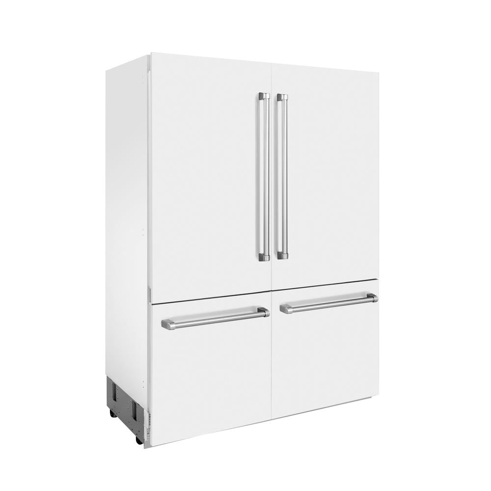60 In. 32.2 Cu. Ft. French Door Built-in Bottom Freezer Refrigerator With Water Dispensers And Ice Makers In White Matte RBIVWM60