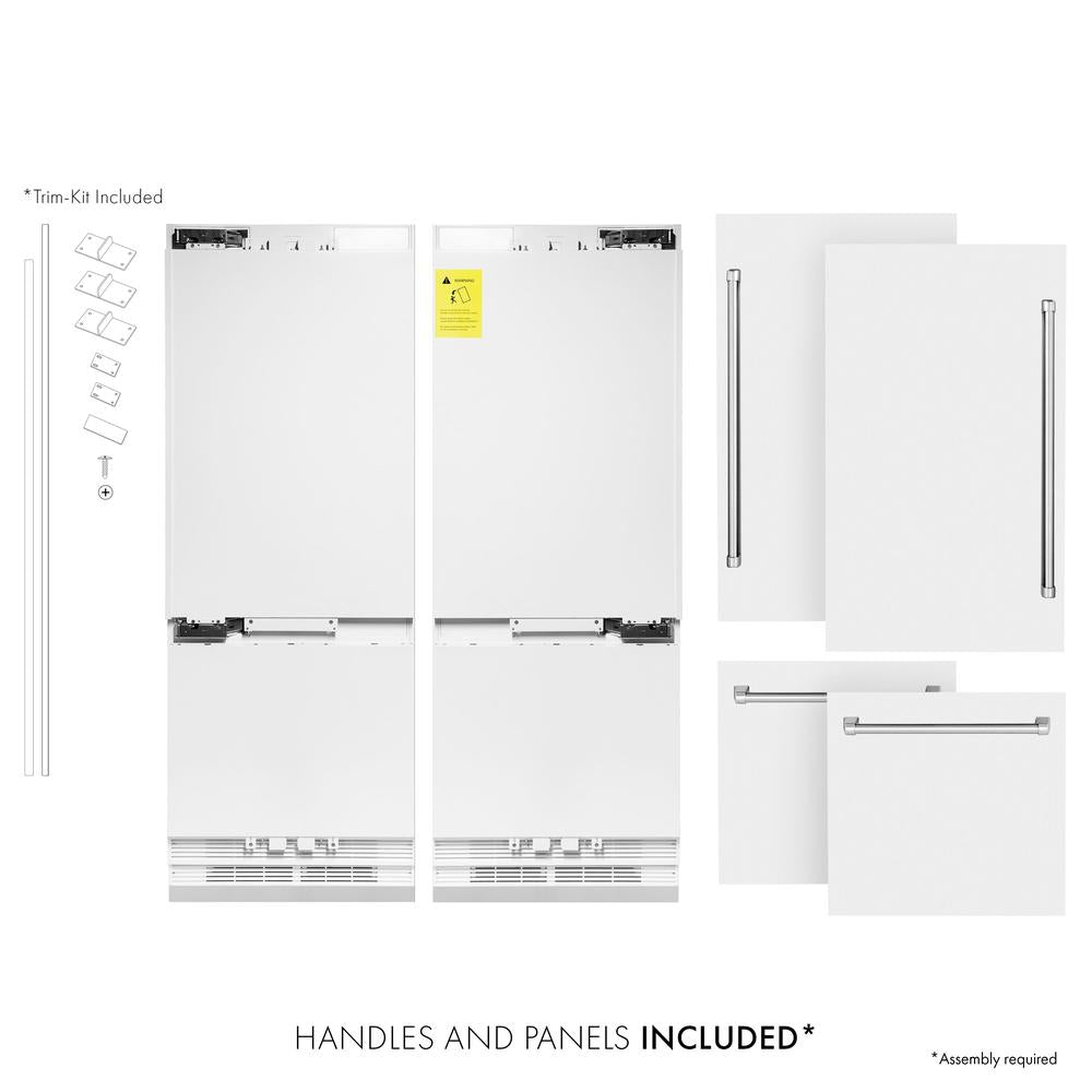 60 In. 32.2 Cu. Ft. French Door Built-in Bottom Freezer Refrigerator With Water Dispensers And Ice Makers In White Matte RBIVWM60