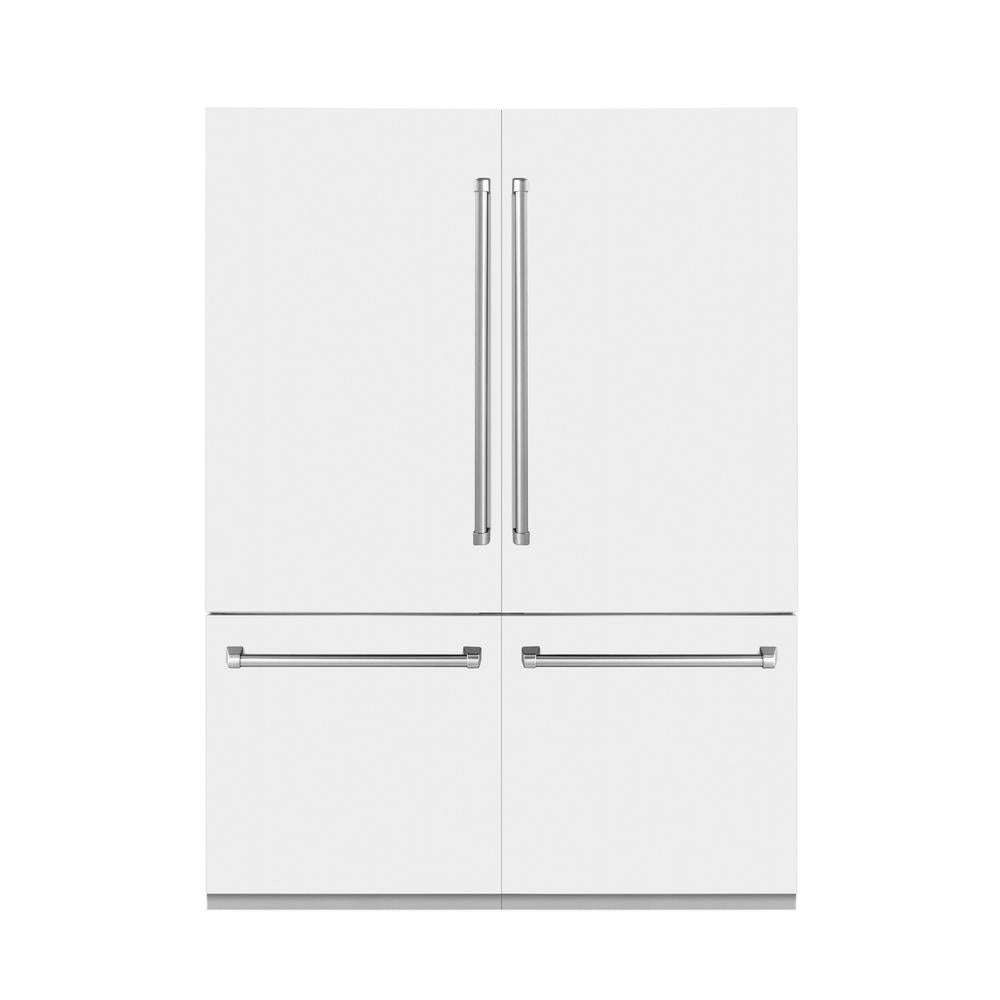 60 In. 32.2 Cu. Ft. French Door Built-in Bottom Freezer Refrigerator With Water Dispensers And Ice Makers In White Matte RBIVWM60