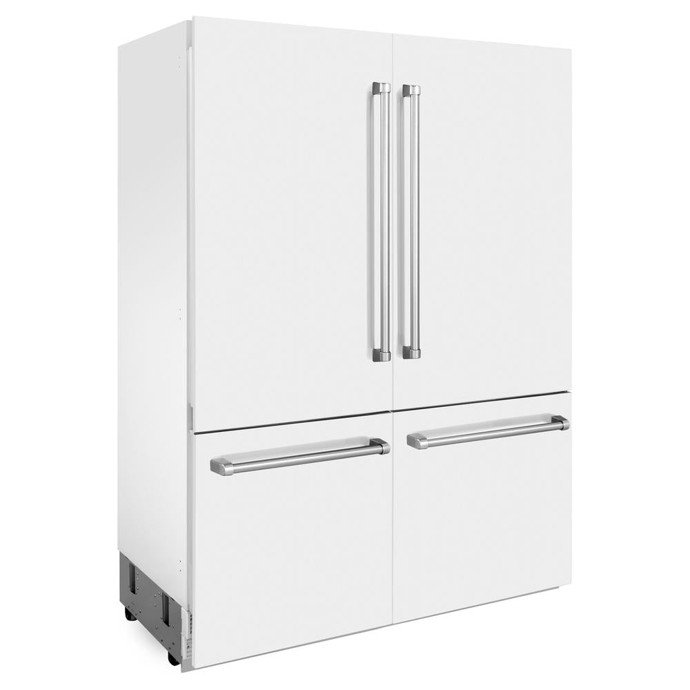 60 In. 32.2 Cu. Ft. French Door Built-in Bottom Freezer Refrigerator With Water Dispensers And Ice Makers In White Matte RBIVWM60