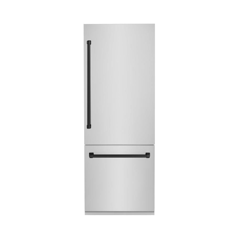 Autograph Edition 30 In. 16.1 Cu. Ft. Built-in Bottom Freezer Refrigerator With Water Dispenser And Ice Maker In Stainless Steel With Matte Black Accents RBIVZ30430MB
