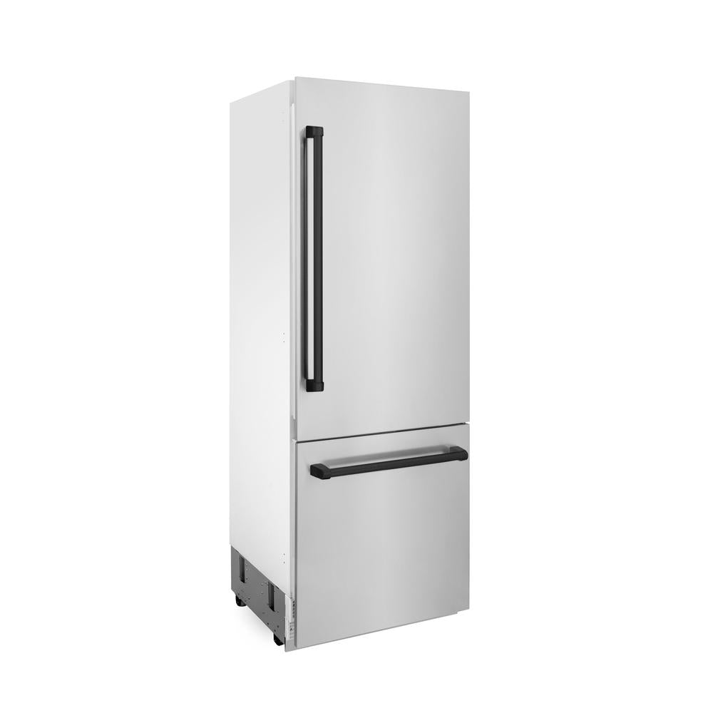 Autograph Edition 30 In. 16.1 Cu. Ft. Built-in Bottom Freezer Refrigerator With Water Dispenser And Ice Maker In Stainless Steel With Matte Black Accents RBIVZ30430MB