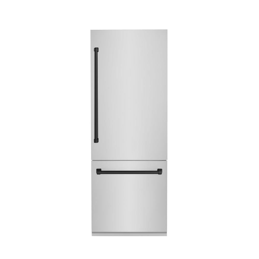 Autograph Edition 30 In. 16.1 Cu. Ft. Built-in Bottom Freezer Refrigerator With Water Dispenser And Ice Maker In Stainless Steel With Matte Black Accents RBIVZ30430MB