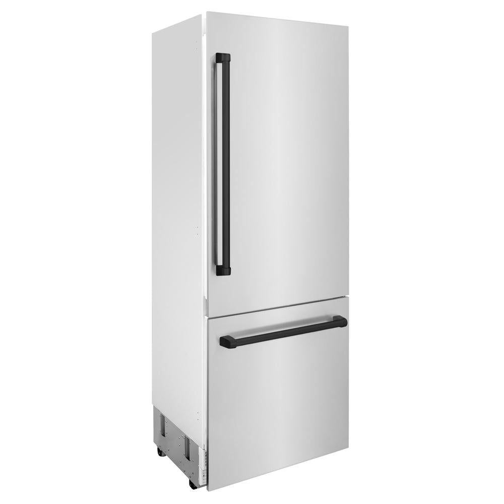 Autograph Edition 30 In. 16.1 Cu. Ft. Built-in Bottom Freezer Refrigerator With Water Dispenser And Ice Maker In Stainless Steel With Matte Black Accents RBIVZ30430MB