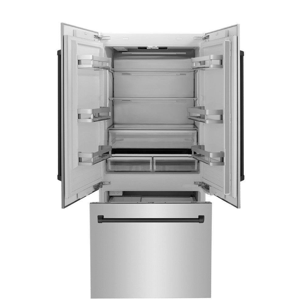 Autograph Edition 36 In. 19.6 Cu. Ft. French Door Built-in Bottom Freezer Refrigerator With Water Dispenser And Ice Maker In Stainless Steel With Matte Black Accents RBIVZ30436MB