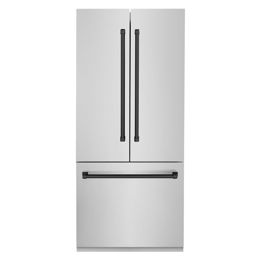 Autograph Edition 36 In. 19.6 Cu. Ft. French Door Built-in Bottom Freezer Refrigerator With Water Dispenser And Ice Maker In Stainless Steel With Matte Black Accents RBIVZ30436MB