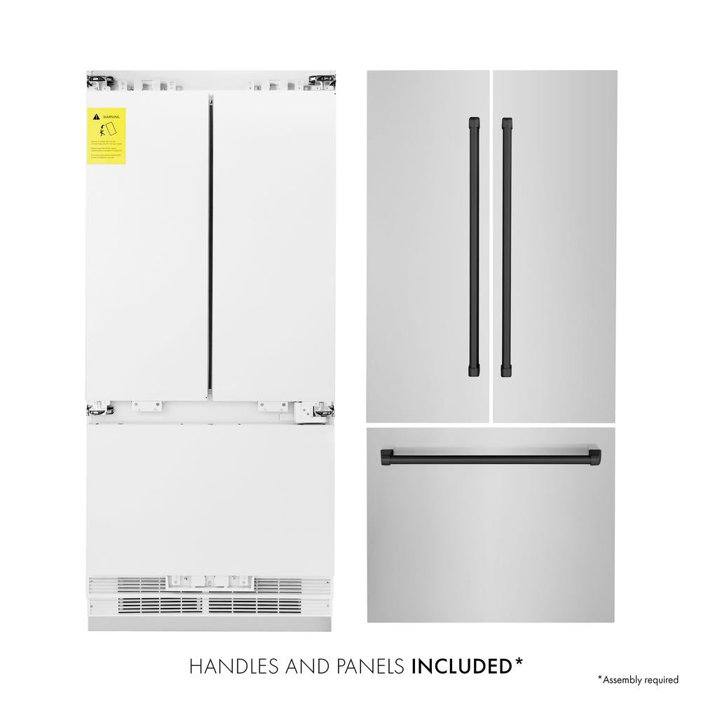 Autograph Edition 36 In. 19.6 Cu. Ft. French Door Built-in Bottom Freezer Refrigerator With Water Dispenser And Ice Maker In Stainless Steel With Matte Black Accents RBIVZ30436MB