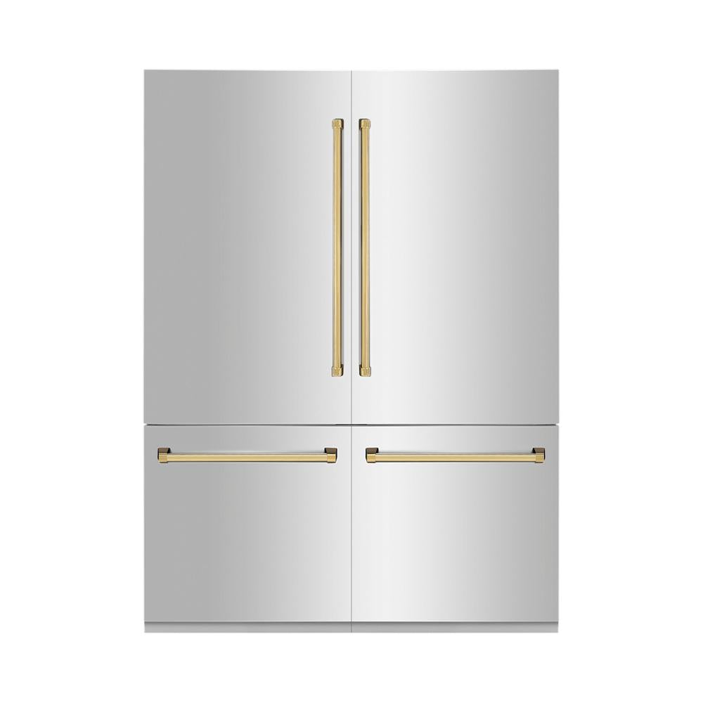 Autograph Edition 60 In. 32.2 Cu. Ft. French Door Built-in Bottom Freezer Refrigerator With Water Dispenser And Ice Maker In Stainless Steel With Polished Gold Accents RBIVZ30460G
