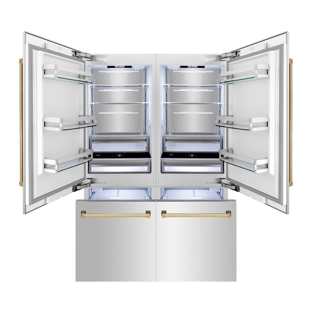Autograph Edition 60 In. 32.2 Cu. Ft. French Door Built-in Bottom Freezer Refrigerator With Water Dispenser And Ice Maker In Stainless Steel With Polished Gold Accents RBIVZ30460G