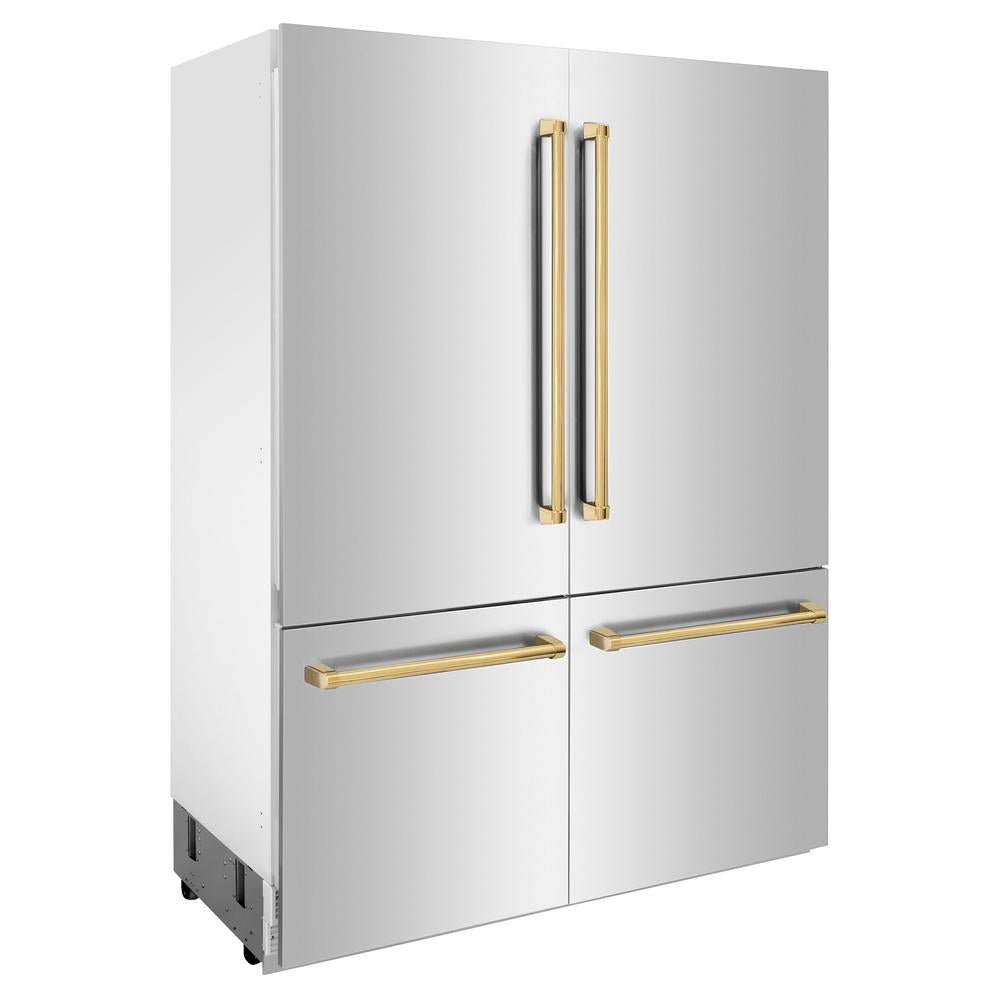 Autograph Edition 60 In. 32.2 Cu. Ft. French Door Built-in Bottom Freezer Refrigerator With Water Dispenser And Ice Maker In Stainless Steel With Polished Gold Accents RBIVZ30460G