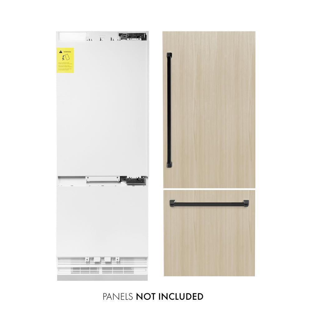 Autograph Edition 30 In. 16.1 Cu. Ft. Panel Ready Built-in Bottom Freezer Refrigerator With Water Dispenser And Ice Maker With Matte Black Accents RBIVZ30MB
