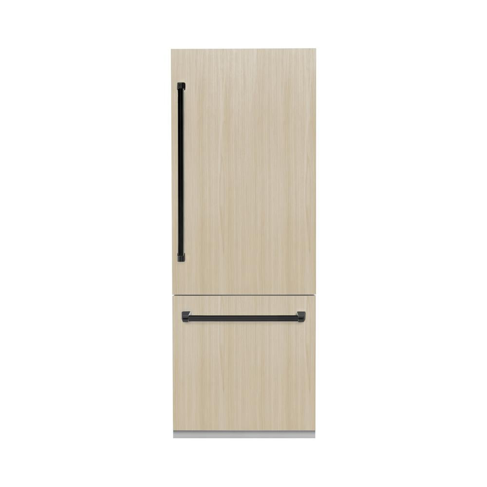 Autograph Edition 30 In. 16.1 Cu. Ft. Panel Ready Built-in Bottom Freezer Refrigerator With Water Dispenser And Ice Maker With Matte Black Accents RBIVZ30MB