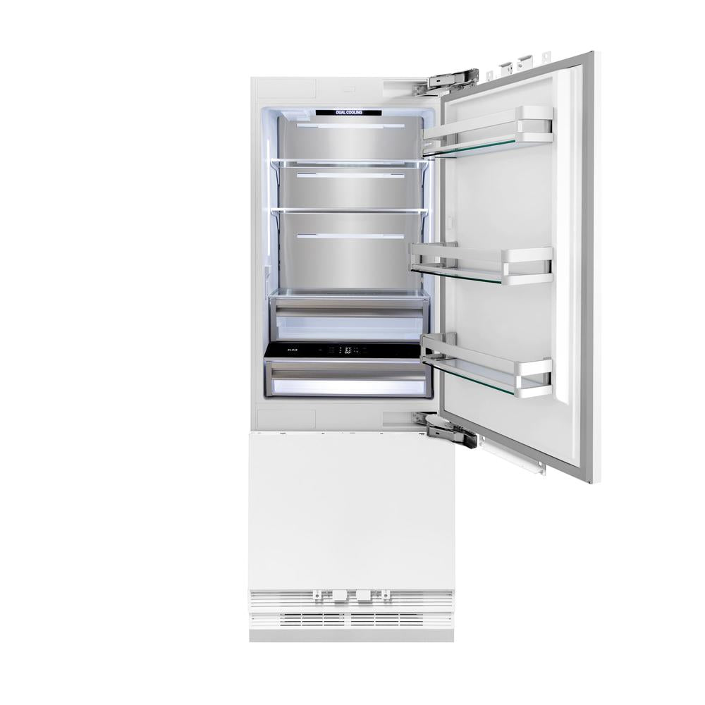Autograph Edition 30 In. 16.1 Cu. Ft. Panel Ready Built-in Bottom Freezer Refrigerator With Water Dispenser And Ice Maker With Matte Black Accents RBIVZ30MB