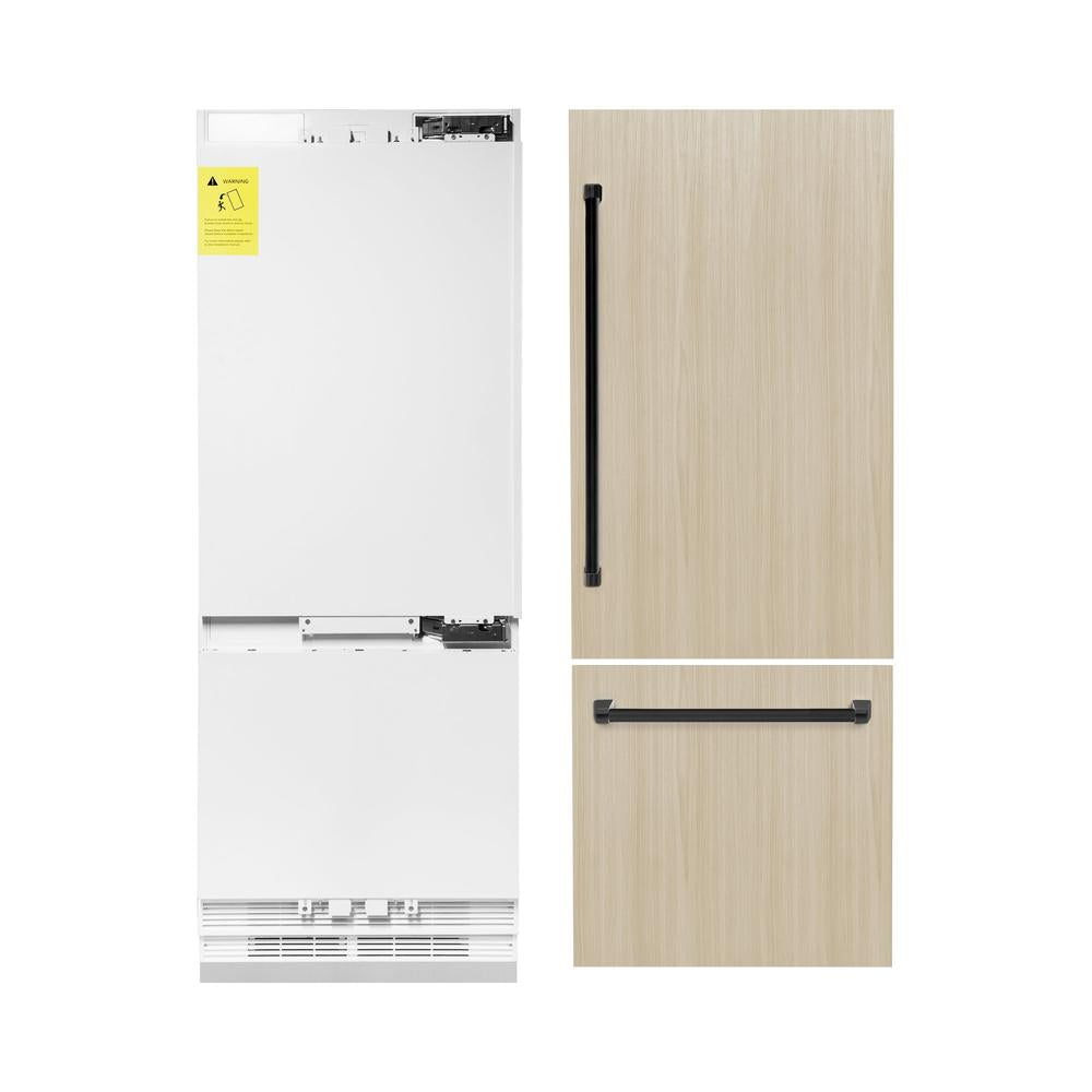Autograph Edition 30 In. 16.1 Cu. Ft. Panel Ready Built-in Bottom Freezer Refrigerator With Water Dispenser And Ice Maker With Matte Black Accents RBIVZ30MB