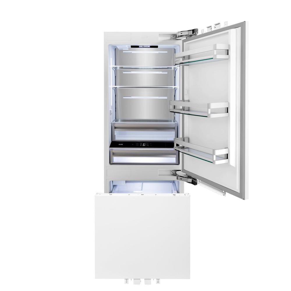 Autograph Edition 30 In. 16.1 Cu. Ft. Panel Ready Built-in Bottom Freezer Refrigerator With Water Dispenser And Ice Maker With Matte Black Accents RBIVZ30MB