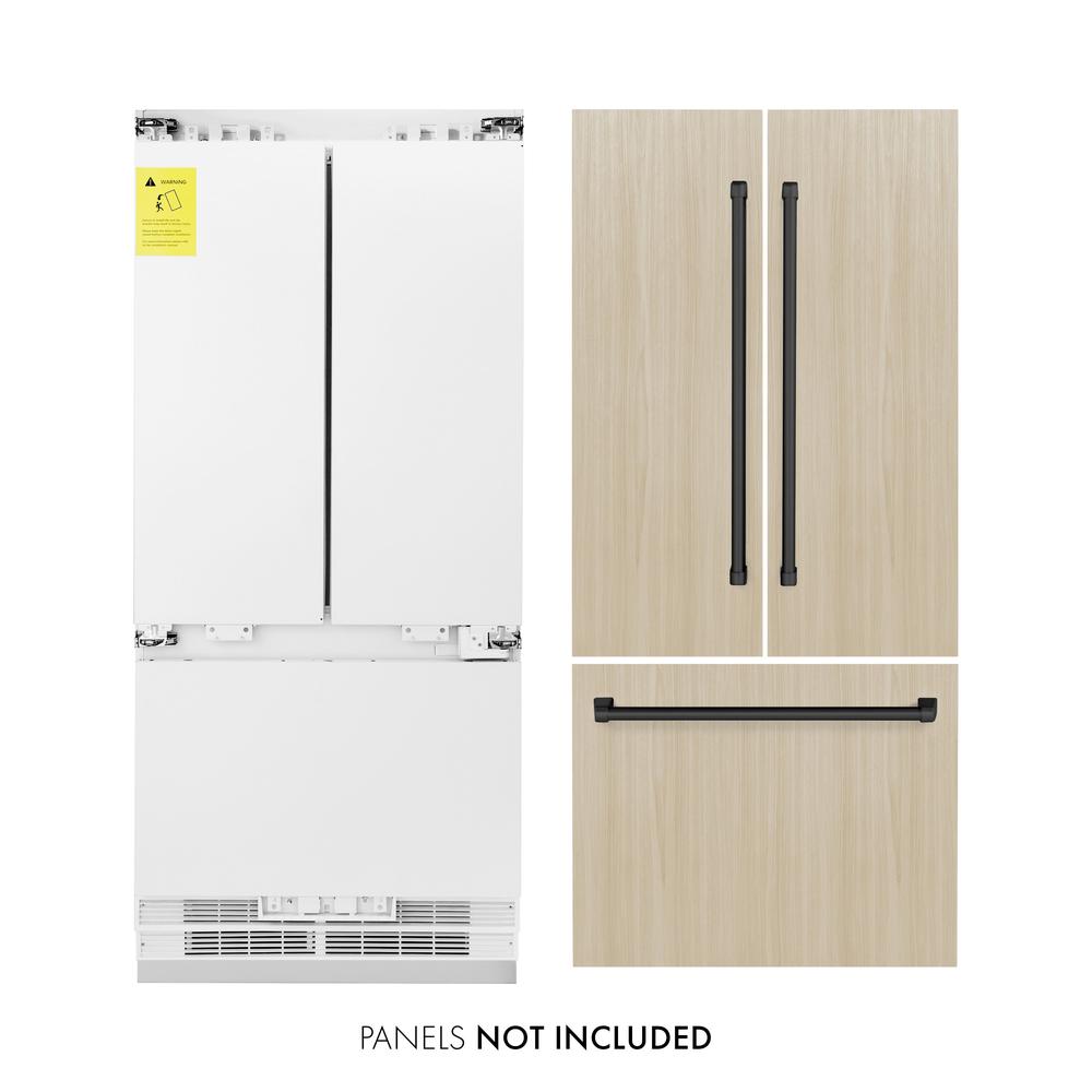 Autograph Edition 36 In. 19.6 Cu. Ft. Panel Ready French Door Built-in Bottom Freezer Refrigerator With Water Dispenser And Ice Maker With Matte Black Accents RBIVZ36MB