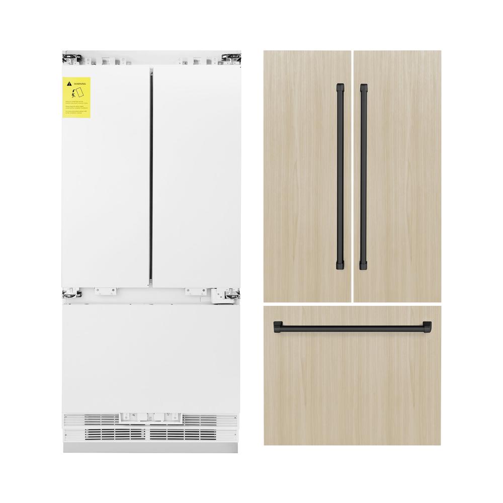 Autograph Edition 36 In. 19.6 Cu. Ft. Panel Ready French Door Built-in Bottom Freezer Refrigerator With Water Dispenser And Ice Maker With Matte Black Accents RBIVZ36MB