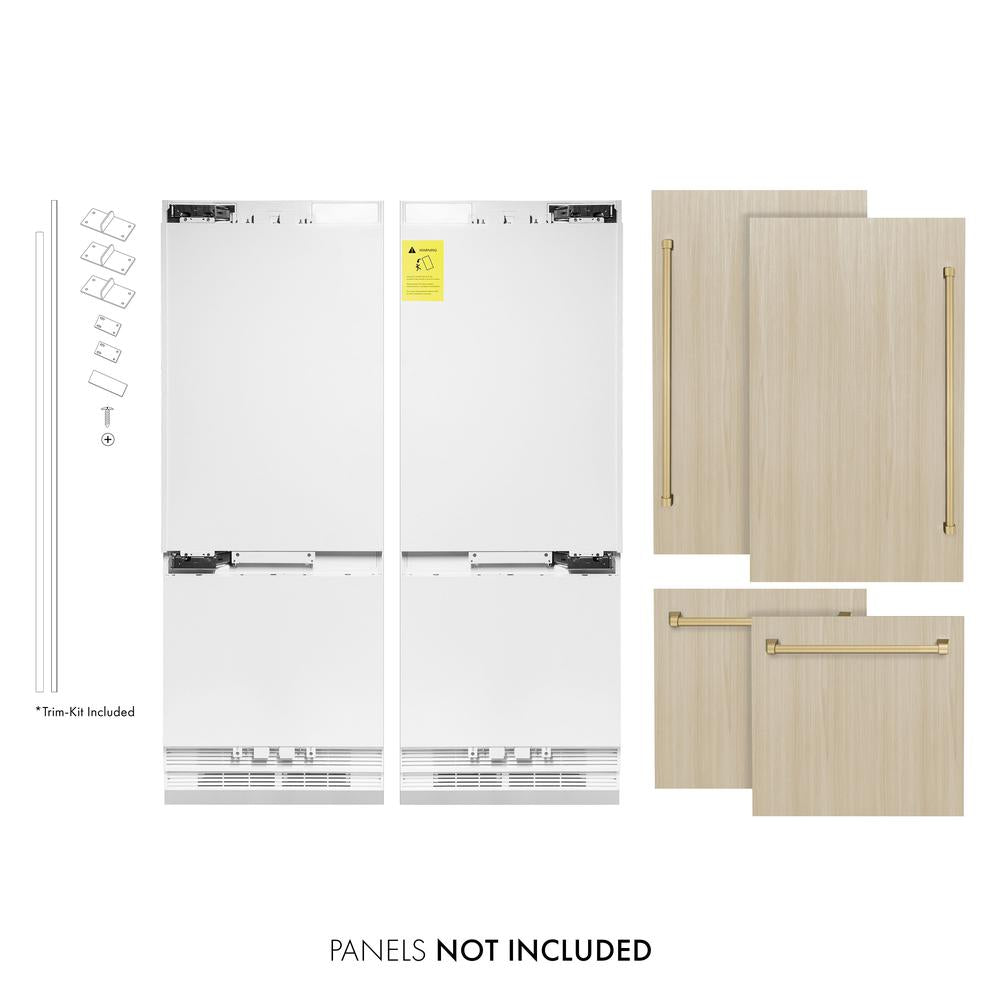 Autograph Edition 60 In. 32.2 Cu. Ft. Panel Ready French Door Built-in Bottom Freezer Refrigerator With Water Dispenser And Ice Maker With Champagne Bronze Accents RBIVZ60CB