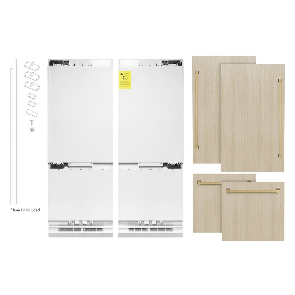 Autograph Edition 60 In. 32.2 Cu. Ft. Panel Ready French Door Built-in Bottom Freezer Refrigerator With Water Dispenser And Ice Maker With Champagne Bronze Accents RBIVZ60CB