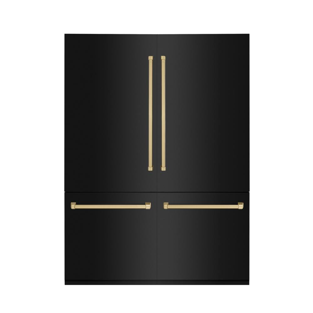 60"Autograph Edition 32.2 cu. ft. Built-in 4-Door French Door Refrigerator with Internal Water and Ice Dispenser in Black Stainless Steel with Champagne Bronze Accents RBIVZBS60CB