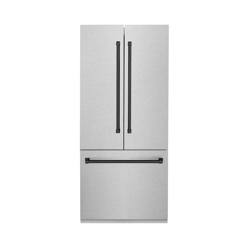 Autograph Edition 36 In. 19.6 Cu. Ft. French Door Built-in Bottom Freezer Refrigerator With Water Dispenser And Ice Maker In Satin Stainless Steel With Matte Black Accents RBIVZSN36MB