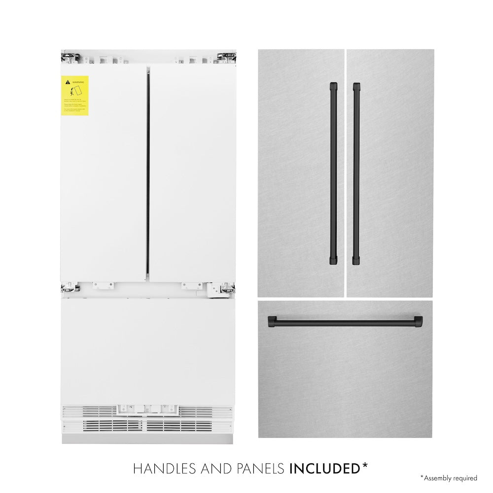 Autograph Edition 36 In. 19.6 Cu. Ft. French Door Built-in Bottom Freezer Refrigerator With Water Dispenser And Ice Maker In Satin Stainless Steel With Matte Black Accents RBIVZSN36MB