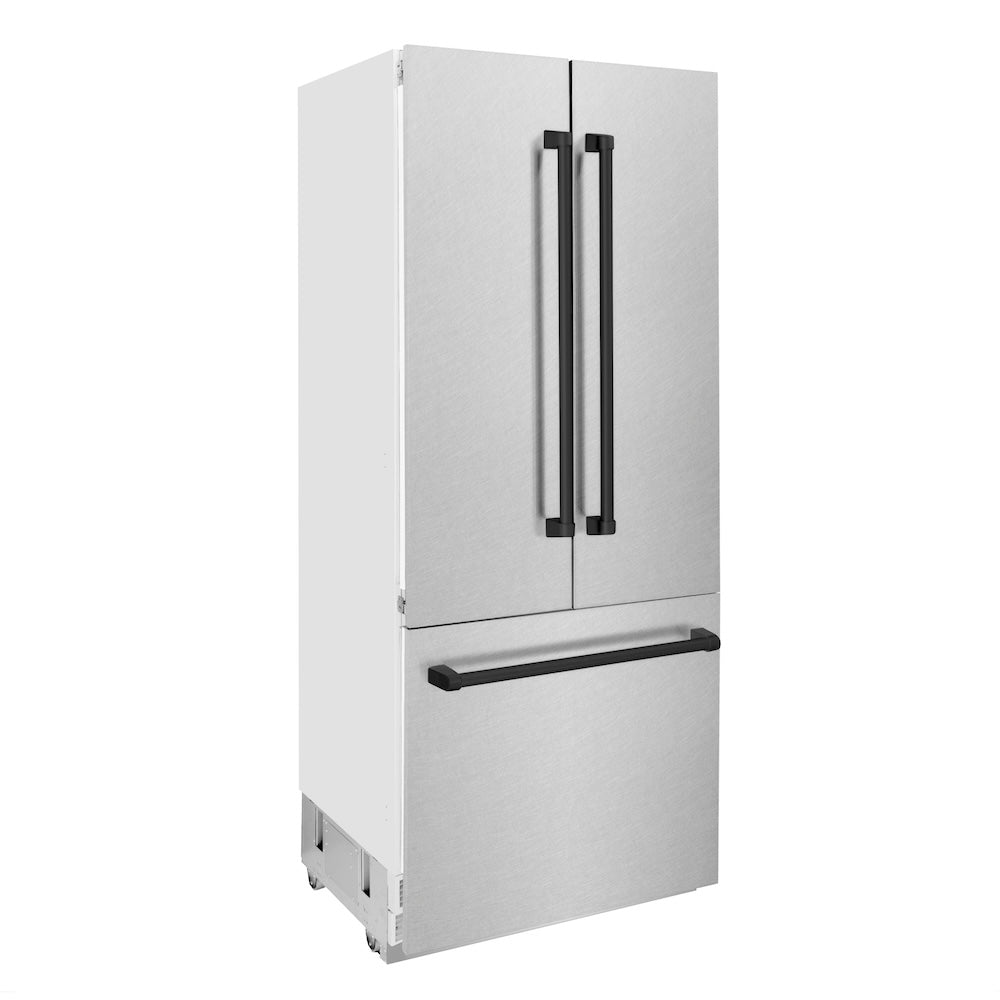 Autograph Edition 36 In. 19.6 Cu. Ft. French Door Built-in Bottom Freezer Refrigerator With Water Dispenser And Ice Maker In Satin Stainless Steel With Matte Black Accents RBIVZSN36MB