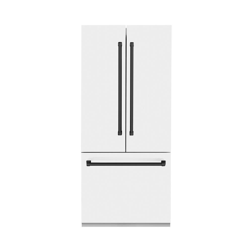 Autograph Edition 36 In. 19.6 Cu. Ft. French Door Built-in Bottom Freezer Refrigerator With Water Dispenser And Ice Maker In White Matte With Matte Black Accents RBIVZWM36MB