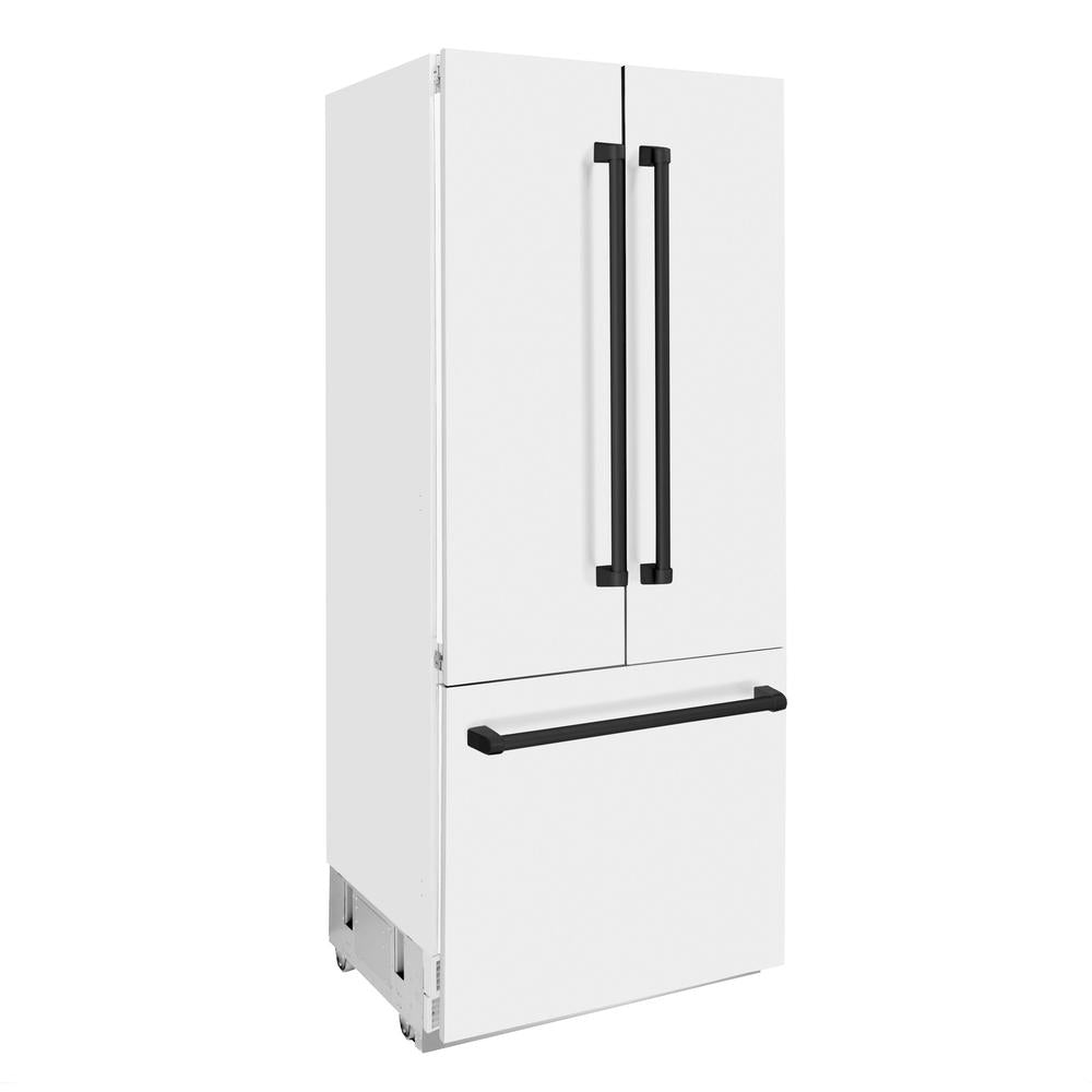 Autograph Edition 36 In. 19.6 Cu. Ft. French Door Built-in Bottom Freezer Refrigerator With Water Dispenser And Ice Maker In White Matte With Matte Black Accents RBIVZWM36MB