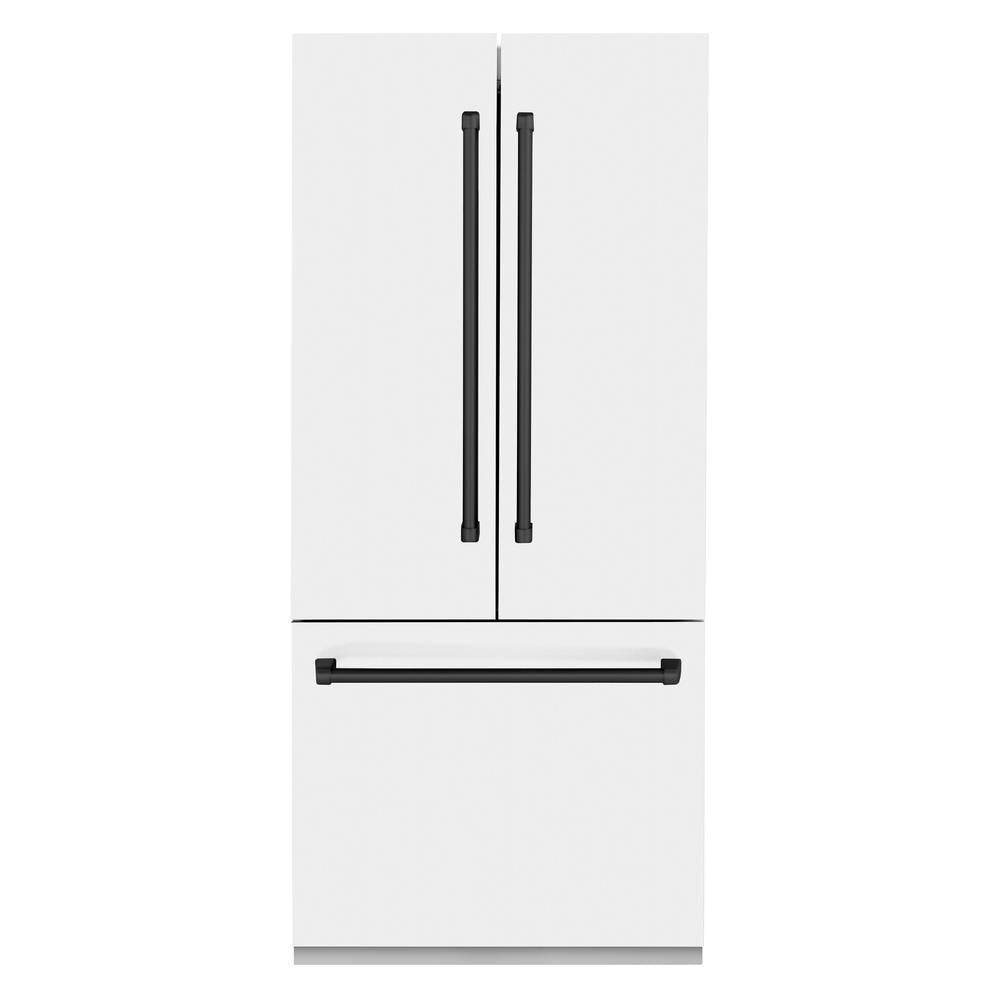 Autograph Edition 36 In. 19.6 Cu. Ft. French Door Built-in Bottom Freezer Refrigerator With Water Dispenser And Ice Maker In White Matte With Matte Black Accents RBIVZWM36MB