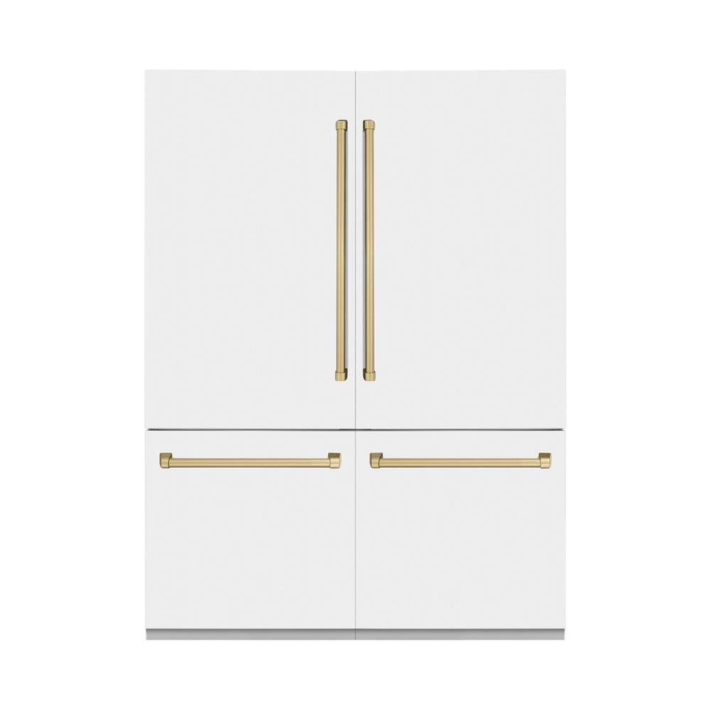 Autograph Edition 60 In. 32.2 Cu. Ft. French Door Built-in Bottom Freezer Refrigerator With Water Dispenser And Ice Maker In White Matte With Champagne Bronze Accents RBIVZWM60CB