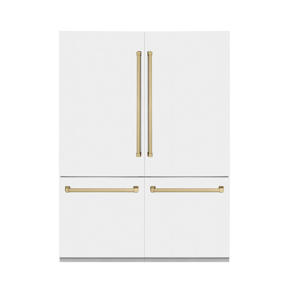 Autograph Edition 60 In. 32.2 Cu. Ft. French Door Built-in Bottom Freezer Refrigerator With Water Dispenser And Ice Maker In White Matte With Champagne Bronze Accents RBIVZWM60CB